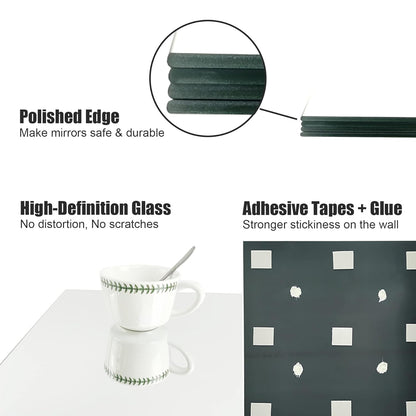 Adhesive Wall  Mirror for Garage, Bedroom, Living Room, Over The Door (1 Pc)