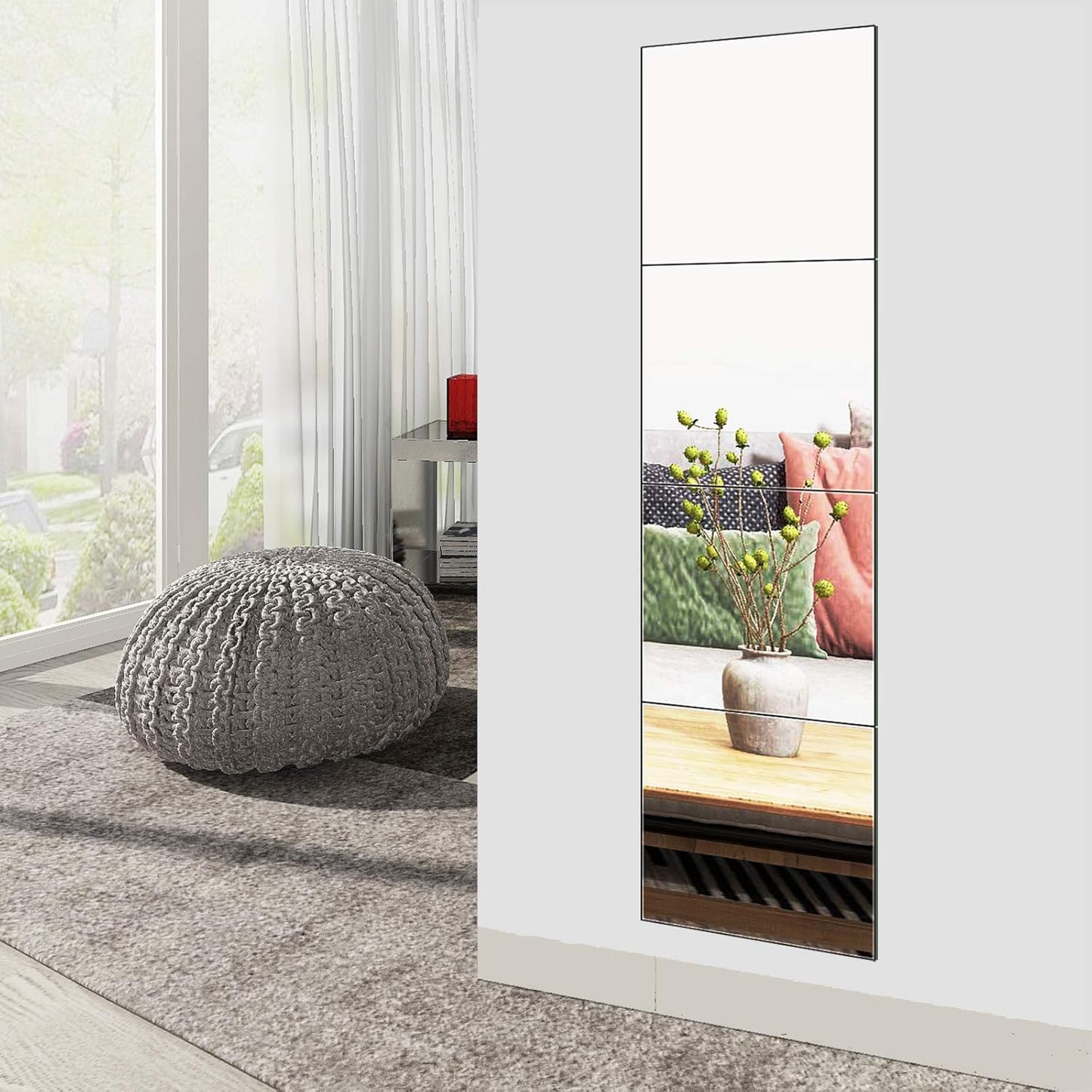 Adhesive Wall  Mirror for Garage, Bedroom, Living Room, Over The Door (1 Pc)