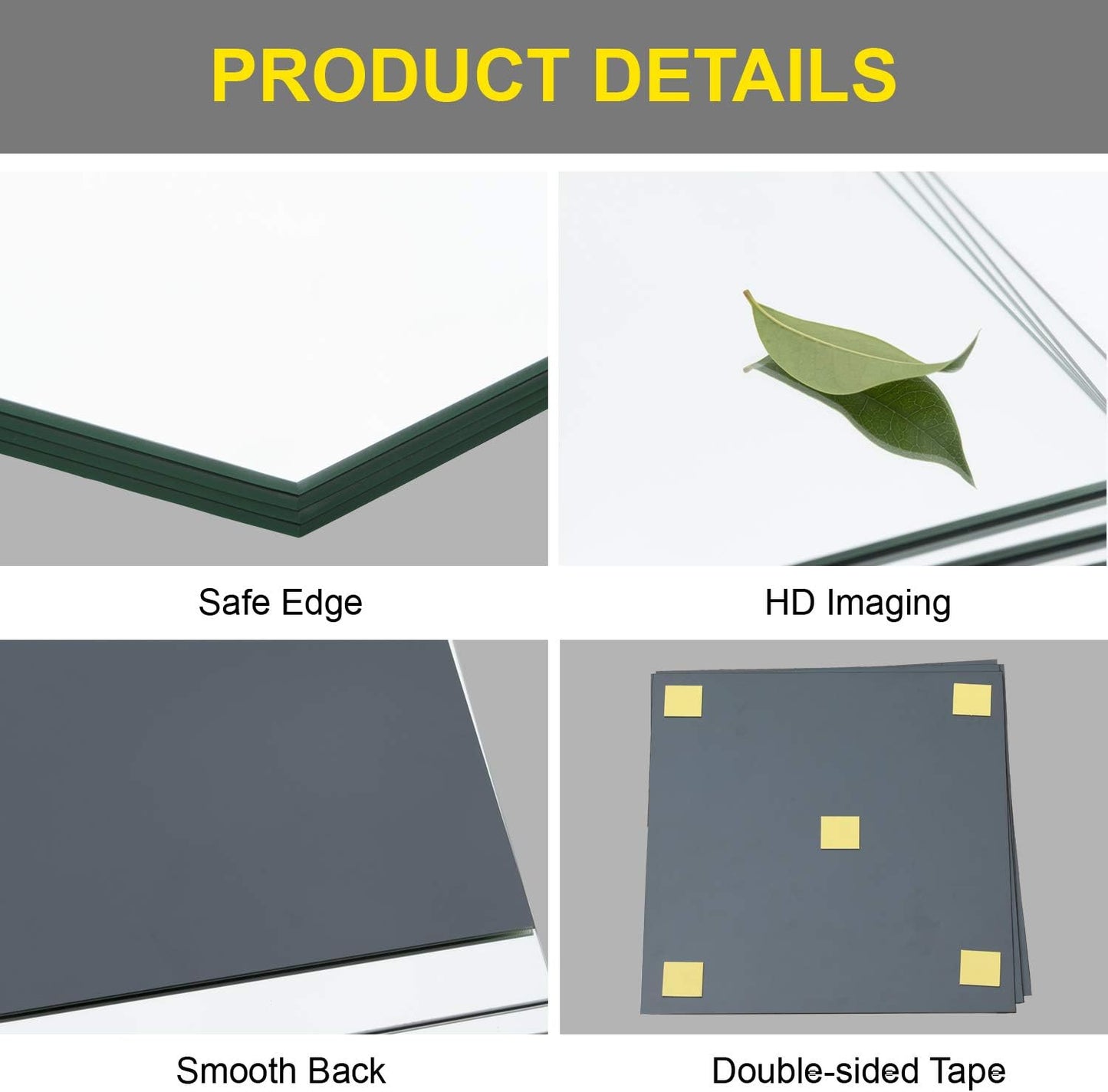 Adhesive Wall  Mirror for Garage, Bedroom, Living Room, Over The Door (1 Pc)